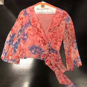 Alice and Olivia cropped wrap blouse